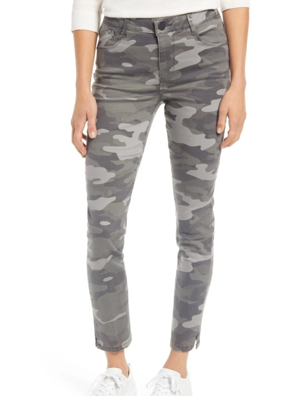 Wit & Wisdom Camo Print Deep Sage Green and Tan Skinny Ankle Pant Womens Sz 12